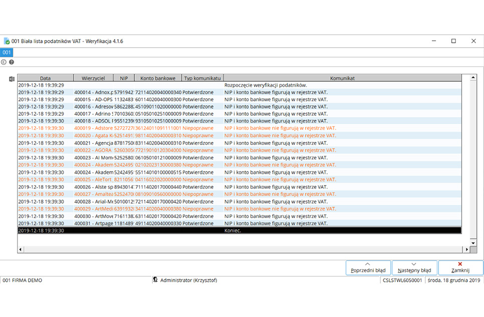 Automatyczna weryfikacja kont bankowych