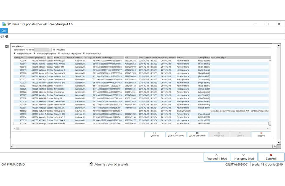 Weryfikacja kont bankowych