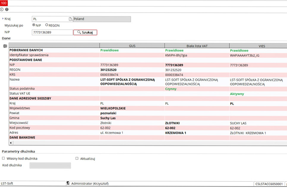 Zakładanie i&nbsp;weryfikacja dłużnika /&nbsp;wierzyciela